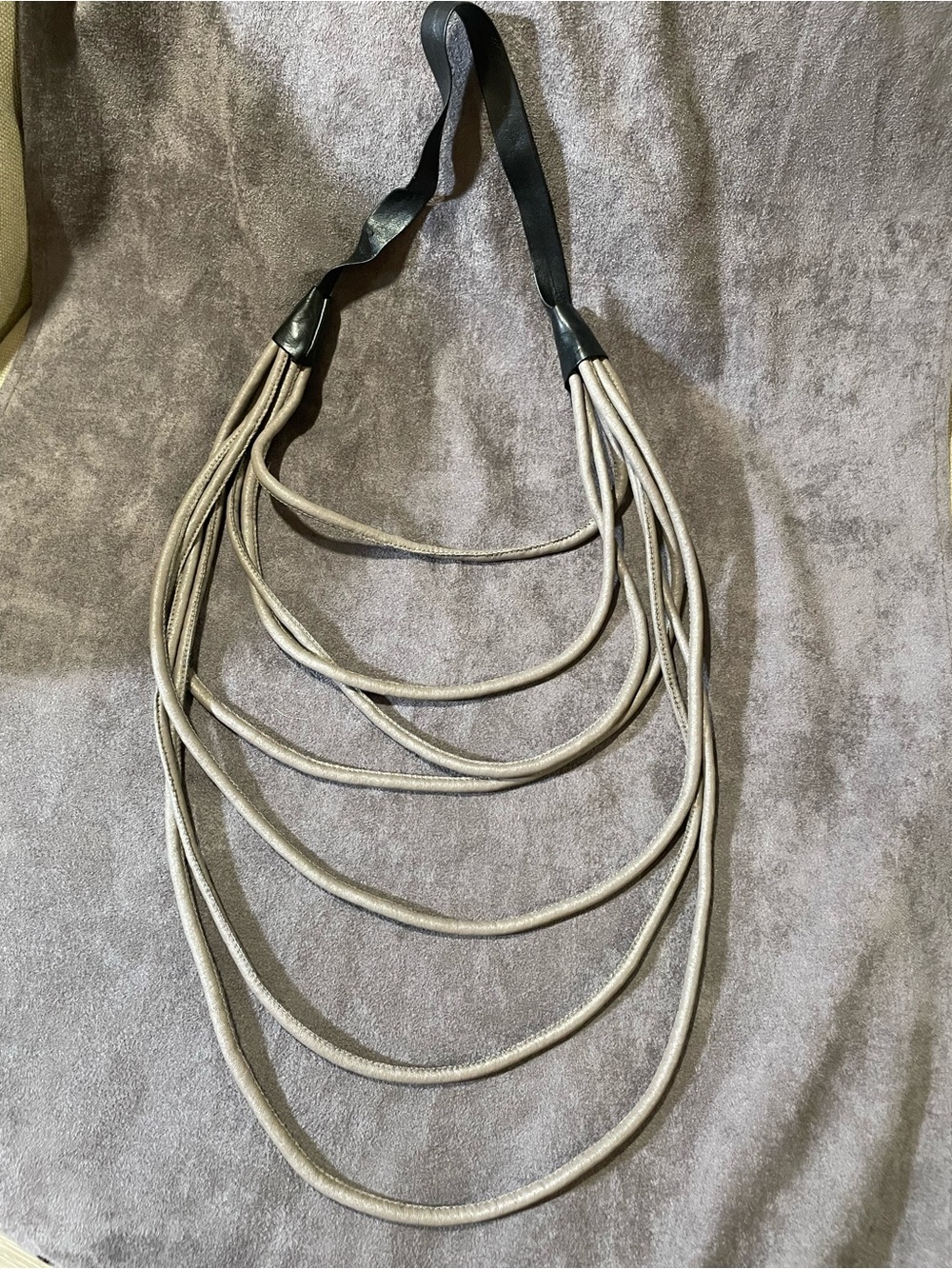 Multi-Strand Rope Statement Necklace in Gray and Black